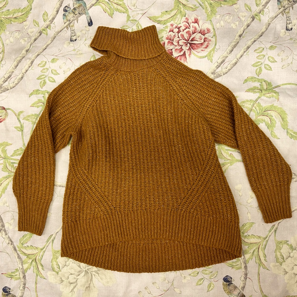 Old Navy turtleneck sweater in mustard yellow